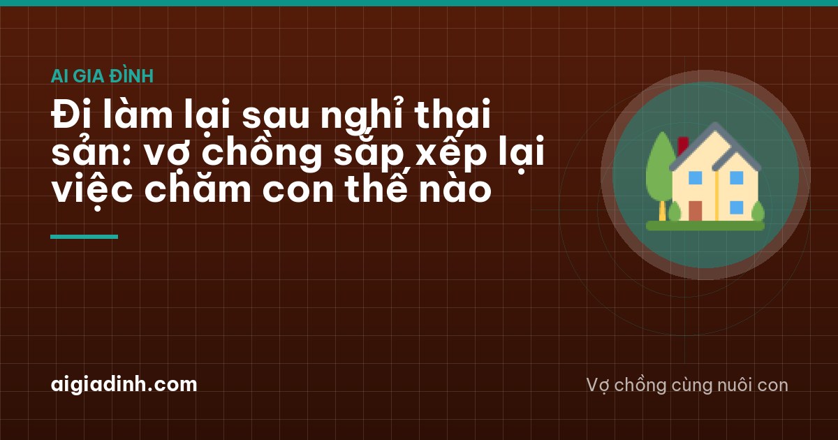 Vietnamese mother in office clothes kneeling to hand a baby to a grandmother at the door of a Bac Ninh townhouse early morning, father holding a bag behind, all seen from behind